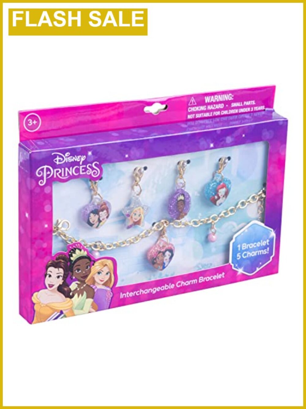 Girls Charm Bracelet Box Set with 5 Interchangeable Charms Dress Up Jewelry